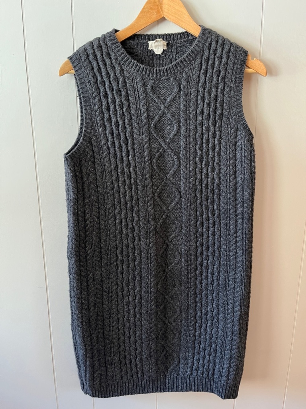 J. Crew Charcoal Gray Cable Knit Sleeveless Sweater Dress